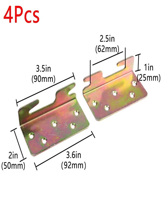 Geesatis Bed Accessories Wood Bed Rail Bracket 4 PCS Bed Rail Hooks Plates Beds Frame Bracket, Bed Rail Fittings, Double Hook Slot Hardware, with Mounting Screws, 3.6" x 2" - Image 2