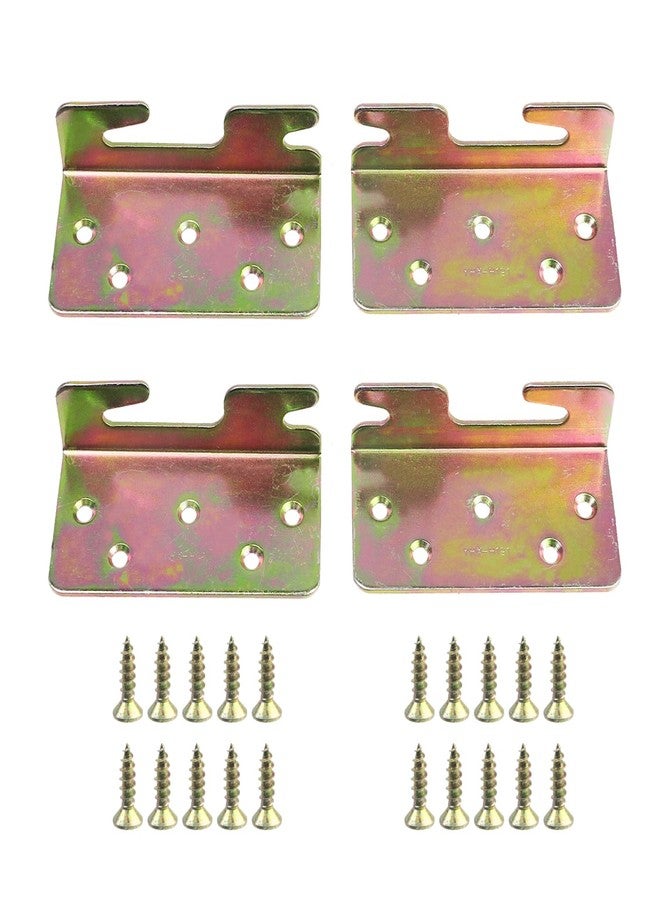 Geesatis Bed Accessories Wood Bed Rail Bracket 4 PCS Bed Rail Hooks Plates Beds Frame Bracket, Bed Rail Fittings, Double Hook Slot Hardware, with Mounting Screws, 3.6" x 2" - Image 1