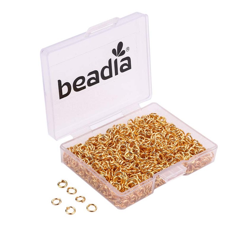 BEADIA Open Jump Rings Gold 06x4mm 1000pcs for DIY Jewelry Making Supplies