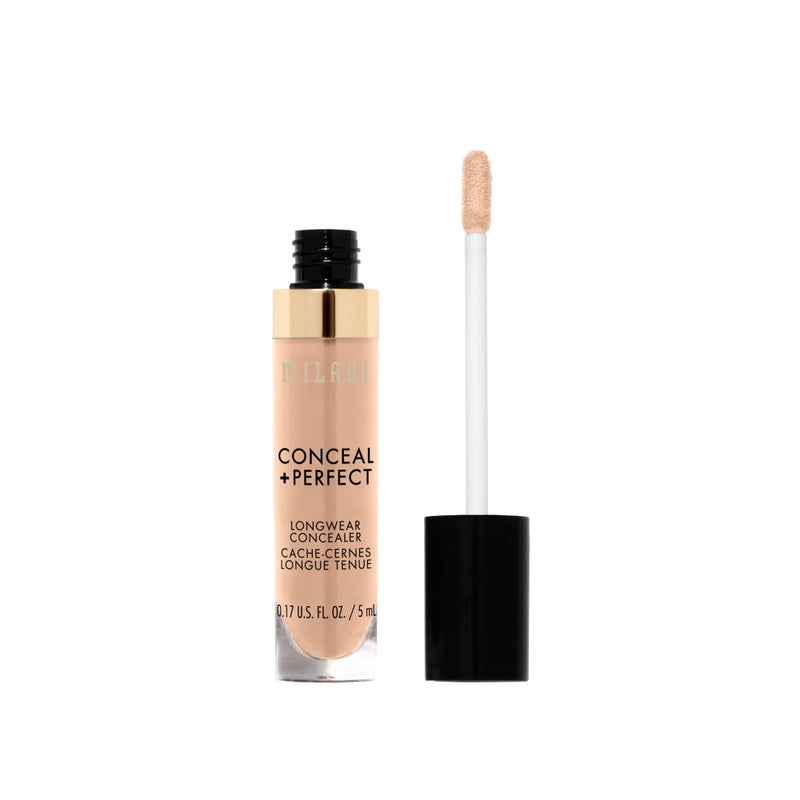 Milani Conceal + Perfect Longwear Concealer Full Coverage Infused with Hyaluronic Acid & Vitamin E, Cover Dark Circles, Blemishes & Skin Imperfections for Long-Lasting Wear - Light Beige - Image 2