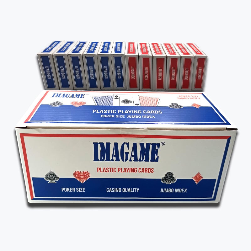 IMAGAME Plastic Playing Cards, Poker Size, Excellent Quality, Jumbo Index, Waterproof & Washable, Perfect for Texas Holdâ€™em Poker, 6 Blue Deck & 6 Red Deck - Image 3