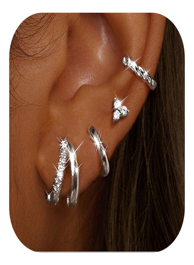 BESTEEL Small Hoop Earrings for Women - Hypoallergenic 14K Gold Plated Surgical Steel Chunky Huggie Earings Stacks Set Dainty Cute Cartilage Flat Back Stud Jewelry Trendy Gift 4 Pairs, Small - Image 2