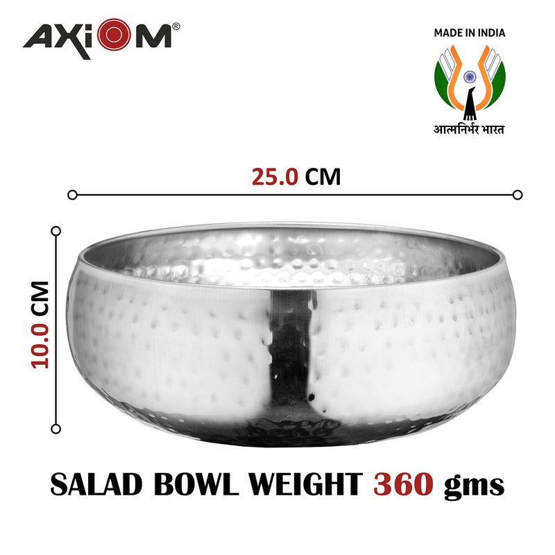 AXIOM Stainless Steel Salad Bowl with Serving Utensils 3 pcs Set. Multipurpose Mixing Bowl for Fruits/Salad/Snacks with 2 Serving Spoons. 10 inch, 3500 ml, Silver - Image 5