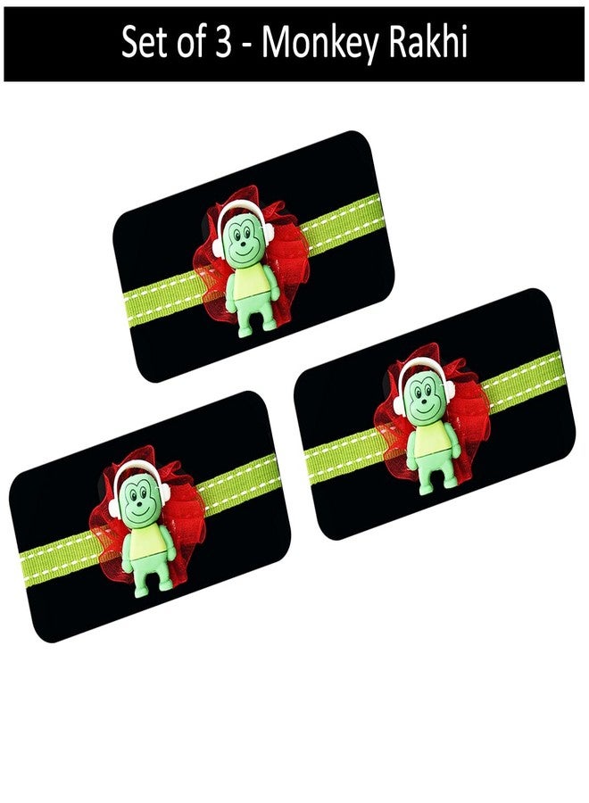 Natali Traders Set of 3 Monkey Rakhi For Kids with Roli Chawal Chopra Pack - Cartoon Rakhi for Brother Kids, Nephew, Niece, Girls, Boys - Cute Rakhi - Image 2
