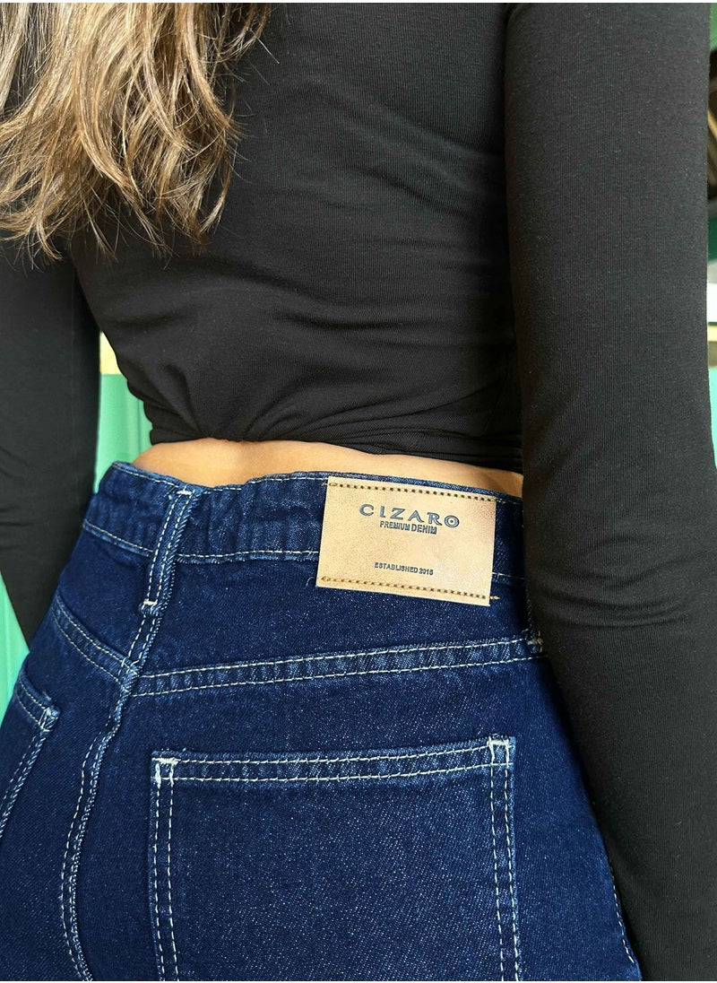 CIZARO Cropped Wide Leg - Navy Blue Wash Jeans.  - Image 4