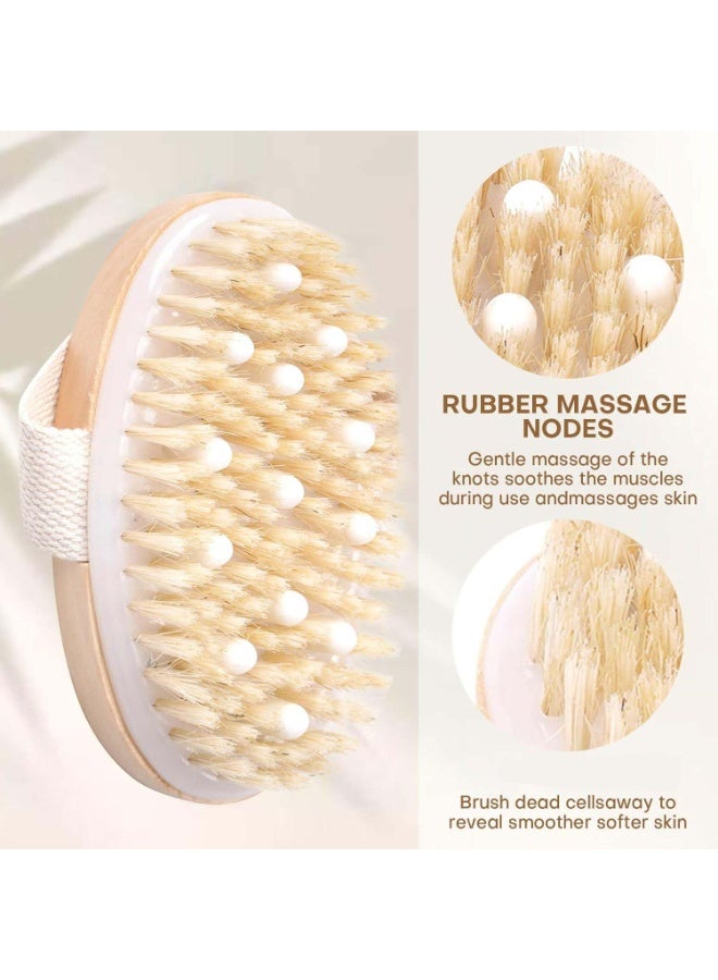 فرشاة الجسم الجافة والاستحمام، للتقليل من السيلوليت، فرشاة جافة للسيلوليت والتصريف اللمفاوي، فرشاة تقشير بعقد تدليك ناعمة، فرشاة فرك الجسم للاستحمام - Image 2