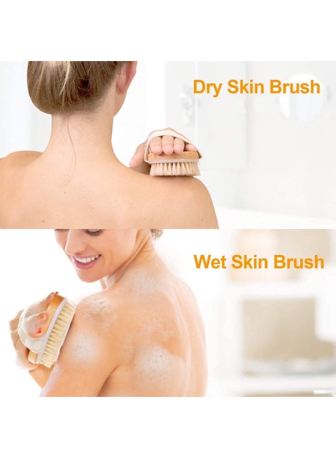 فرشاة الجسم الجافة والاستحمام، للتقليل من السيلوليت، فرشاة جافة للسيلوليت والتصريف اللمفاوي، فرشاة تقشير بعقد تدليك ناعمة، فرشاة فرك الجسم للاستحمام - Image 4