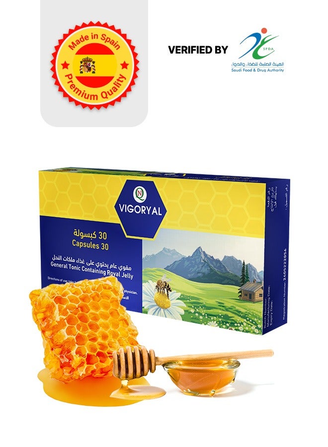 Noor AlQmar Vigoryal General Tonic Of 2000 Mg Lyophilized Royal Jelly - 30 Capsules - Image 1