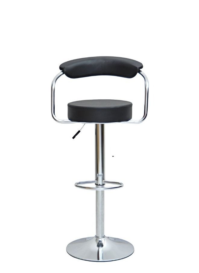 KARNAK - Karnak PU Leather Bar Stools Set of 2 Breakfast Chairs Adjustable Swivel Stylish Counter Chairs Gold High Stools for Kitchen Island/Home Bar Color Black - Image 1