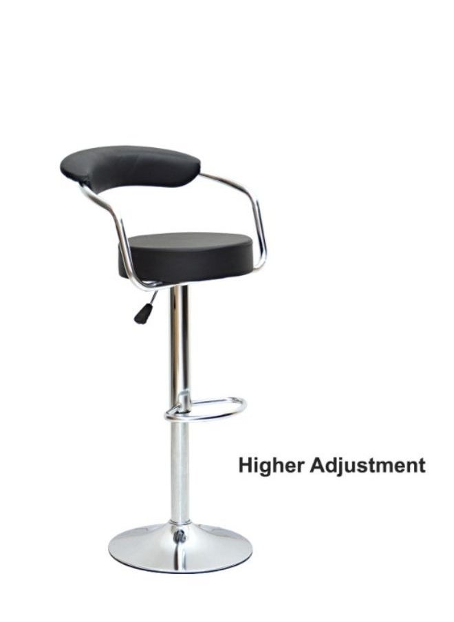 KARNAK - Karnak PU Leather Bar Stools Set of 2 Breakfast Chairs Adjustable Swivel Stylish Counter Chairs Gold High Stools for Kitchen Island/Home Bar Color Black - Image 1