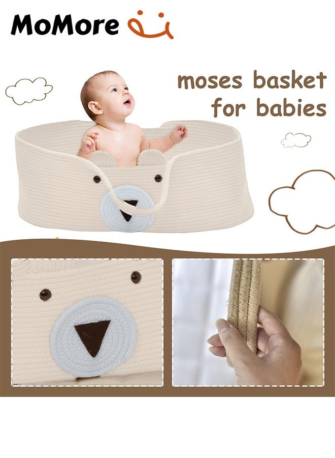 Momore Moses Boho Nursery Decor Cotton Rope Changing Baby Basket Table Topper Bed - Image 5