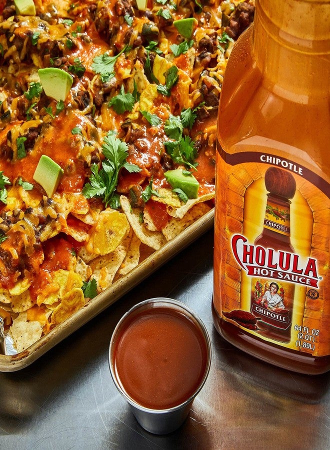 Cholula Chipotle Hot Sauce, 64 fl oz - One 64 Fluid Ounce Bulk Container of Chipotle Pepper Sauce, Made with Chipotle, Arbol and Piquin Peppers, Perfect for Burgers, Wings, Hummus and More - Image 4