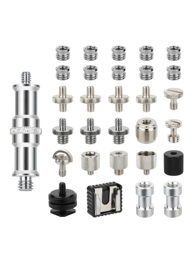 CAMVATE 30PCS Camera Screw Mount Set 1/4 to 1/4,1/4 to 3/8,1/4 to 5/8,1/4 & 3/8 Camera Mount Adapter for Tripod/Monopod/Microphone/Flash Light/Quick Release Plate Converter Screws Adapter - Image 1