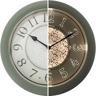 Presentime PresenTime & Co 12.6" Indoor Luminous Clock, Silent no Ticking, Paris Sage Green, Lighted Clock with Smart - Image 1