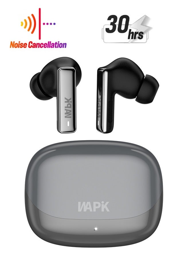 WAPIK Korean True Wireless Earphones – 6-Mic Hybrid ANC with AI Wind Noise Reduction, -42dB Noise Cancelling,  Bluetooth 5.4, IPX5 Waterproof, Powerful Bass - Image 1