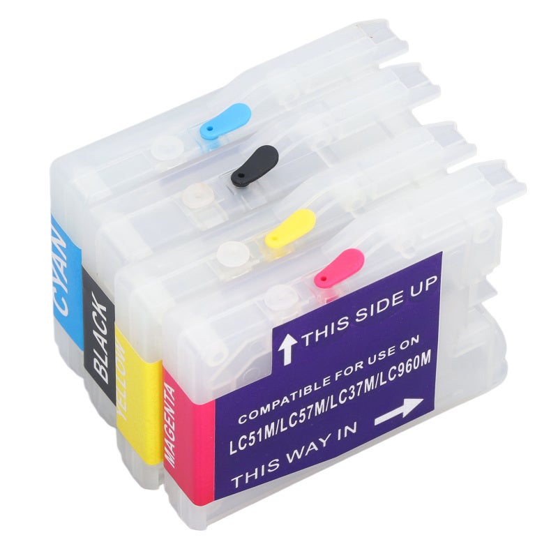 Ink Cartridge 4-Pack Black Blue Magenta Yellow Fine Printing for DCP-130C - Stable Ink Flows with PP Material for Photo Document Printing - Image 1