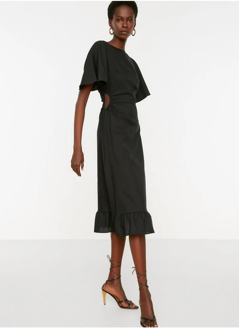 trendyol Ruffle Hem Cut Out Detail Dress
