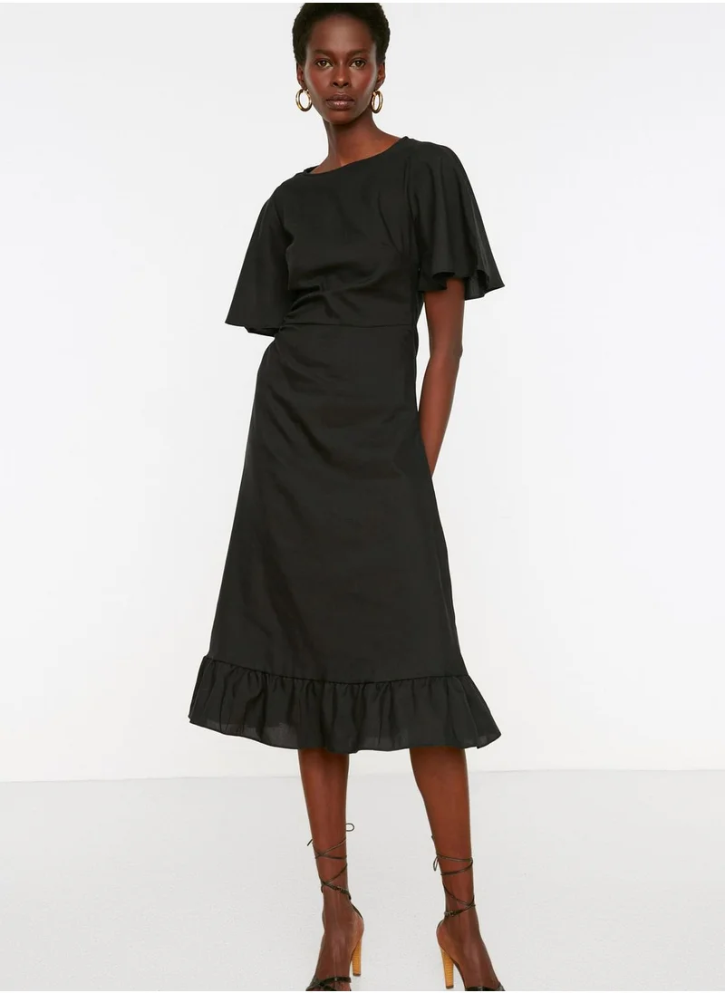 trendyol Ruffle Hem Cut Out Detail Dress