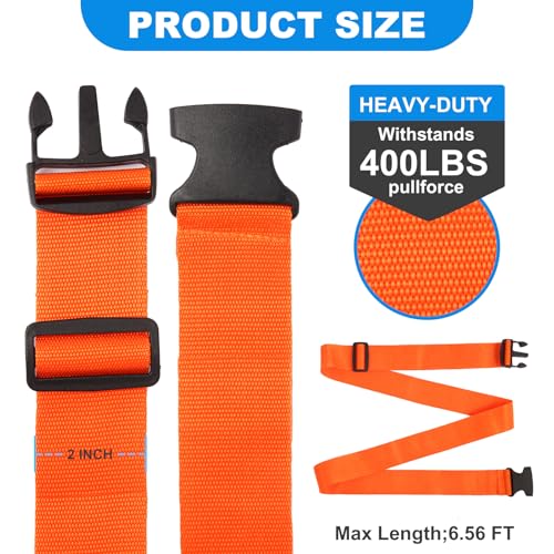 Pwkauka 4 Pack Luggage Straps, Adjustable Travel Suitcase Belt Secure Lock Straps to Prevent Bursting, for Suitcases Briefcase & Travel Bags, Extends Life of Bag, 40''-78'' Length (Orange) - Image 2