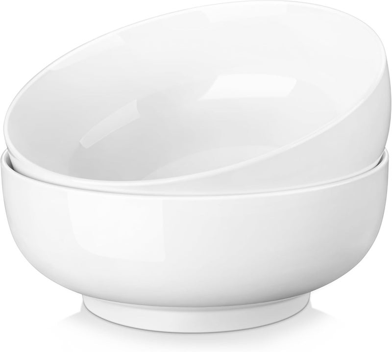 MALACASA Serving Bowls, 114 OZ(10") Extra Large Salad Bowls Set of 2, Porcelain White Serving Bowls for Salad, Soup, Pasta and Dinner, Large Ceramic Bowl Set for Entertaining, Series REGULAR - Image 1