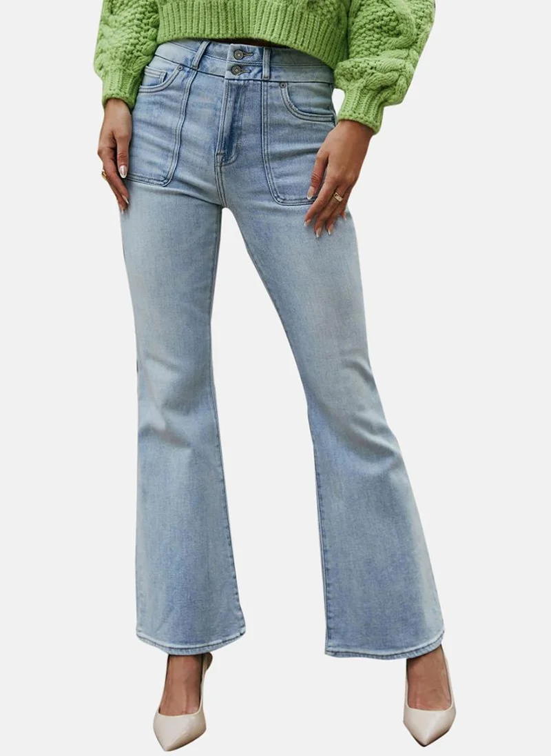 يونيكي Blue Bootcut Clean Look High-Rise Jeans