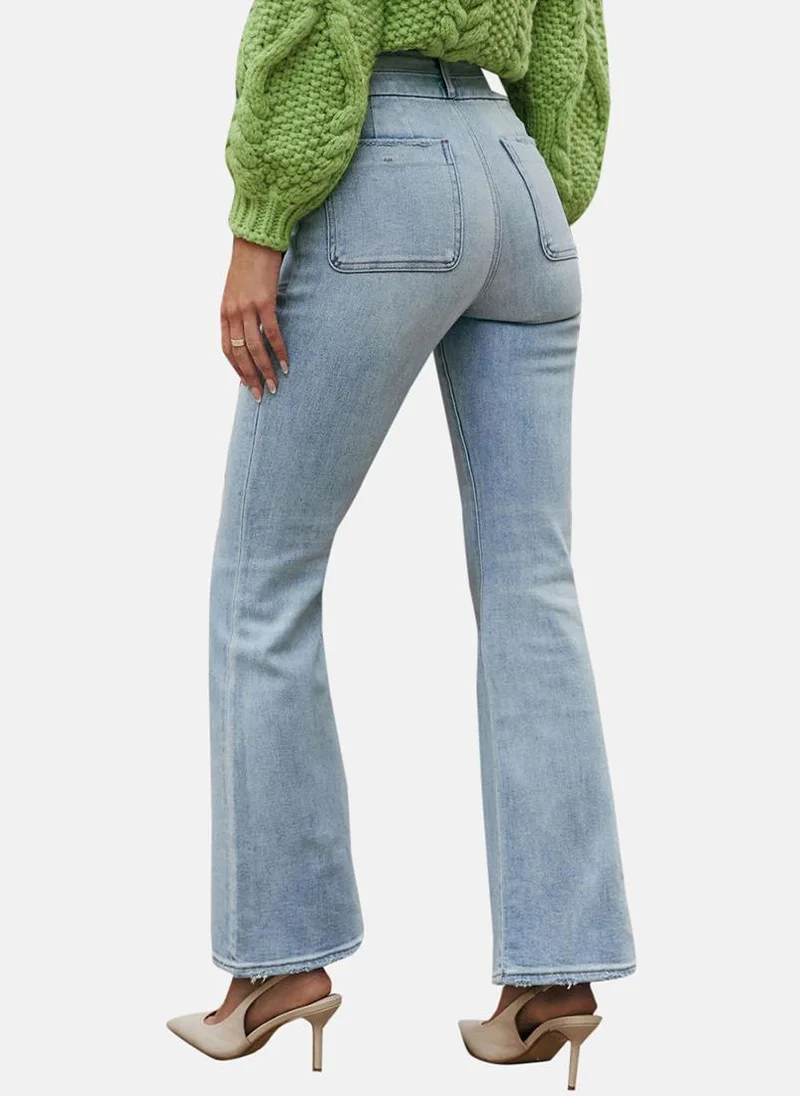 يونيكي Blue Bootcut Clean Look High-Rise Jeans