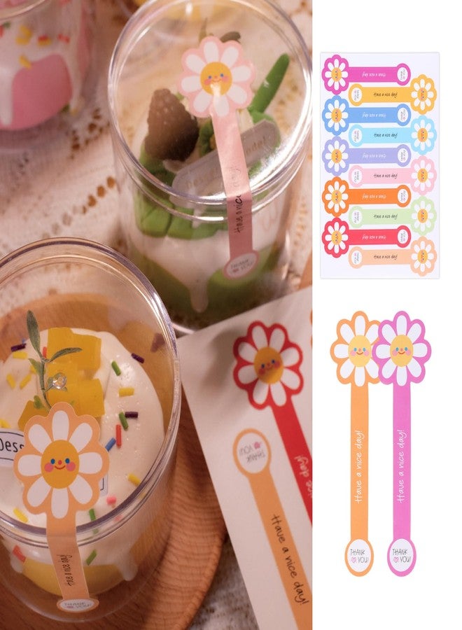 Beyonday 300pcs Handmade Lollipop Baking Stickers for Cake Box/Tins/Jars/Coffee Cups/Bottles, Long Label Flower Sealing Bakery Stickers for Gift Wrapping Self-Adhesive Tamper Evident Seal Labels - Image 5