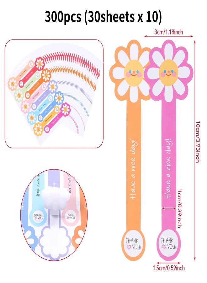 Beyonday 300pcs Handmade Lollipop Baking Stickers for Cake Box/Tins/Jars/Coffee Cups/Bottles, Long Label Flower Sealing Bakery Stickers for Gift Wrapping Self-Adhesive Tamper Evident Seal Labels - Image 2