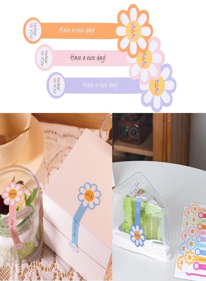 Beyonday 300pcs Handmade Lollipop Baking Stickers for Cake Box/Tins/Jars/Coffee Cups/Bottles, Long Label Flower Sealing Bakery Stickers for Gift Wrapping Self-Adhesive Tamper Evident Seal Labels - Image 3