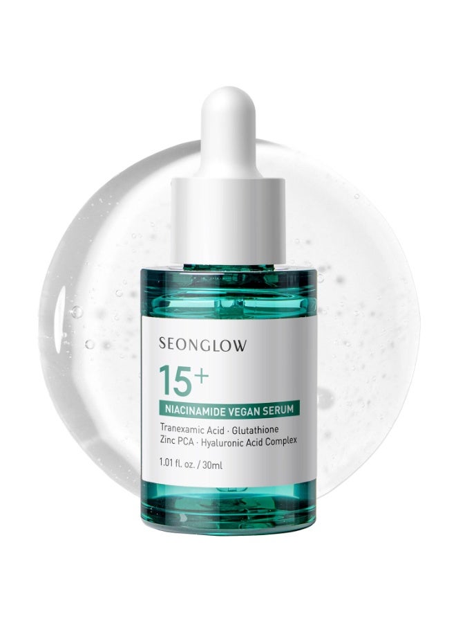 Glow 15% Vegan Niacinamide+ 3% Tranexamic Acid Serum: Korean Skin Care Niacinamide serum - Pore Minimizer for Face, Glutathione, Zinc PCA, 1.01 fl.oz.(30ml) - Image 1