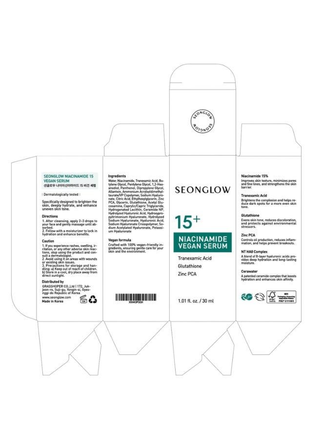 Glow 15% Vegan Niacinamide+ 3% Tranexamic Acid Serum: Korean Skin Care Niacinamide serum - Pore Minimizer for Face, Glutathione, Zinc PCA, 1.01 fl.oz.(30ml) - Image 4