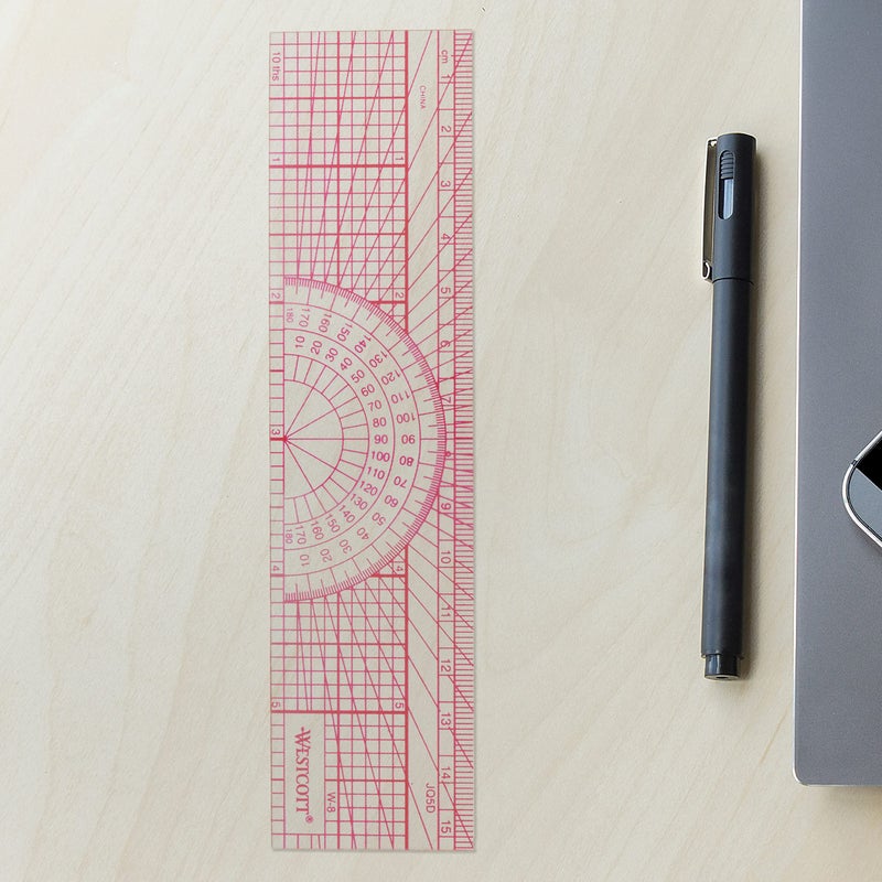 Westcott Engineers' Protractor Ruler, Dual-Scales Cm and Tenths-Inch, Back-to-School, School Supplies, Classroom Supplies, 6-Inch - Image 3