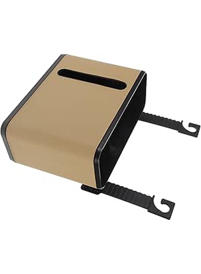 منظم ظهر مقعد السيارة البيج مع صندوق المناديل وسلة المهملات للتخزين متعدد الوظائف - Image 1