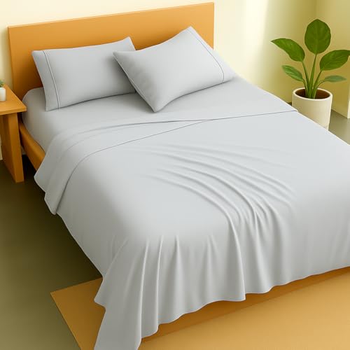 Bhoomi Impex Premium Cotton Bedsheet Set, King Size 102x108 Inches, Light Blue | Lightweight, Super Soft & Wrinkle-Free | Includes 2 Pillow Covers - Image 2