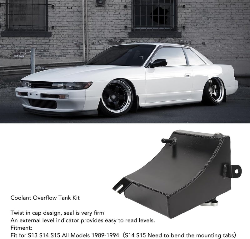 Aluminum Coolant Overflow Expansion Tank Kit Fit for S13 S14 S15 All 1989 – 1994 – Leakage Prevention, Rust, Easy Installation, Engine Bay Refresh (Black) - Image 4