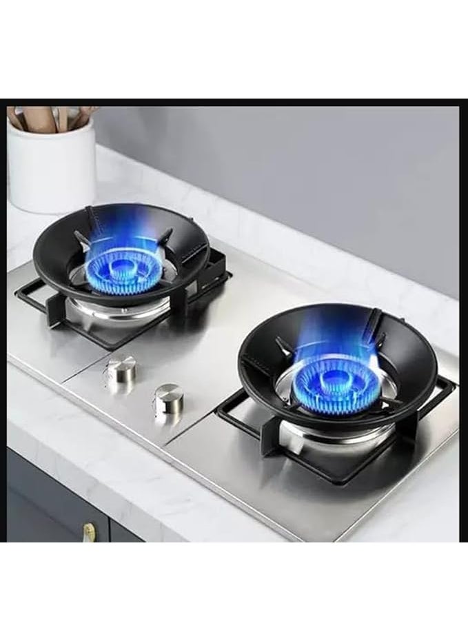 black sparrow black sparrow Heavy Quality Open Gas Saver Burner Stand Fire And Windproof Gas Saver Jali Ring Gas Saver Protecter FlameWind Shield Energy Saver Heat Diffuser For Cooktop Range Pack Of 2 Black  - Image 1