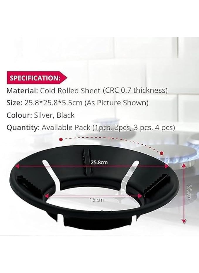 black sparrow black sparrow Heavy Quality Open Gas Saver Burner Stand Fire And Windproof Gas Saver Jali Ring Gas Saver Protecter FlameWind Shield Energy Saver Heat Diffuser For Cooktop Range Pack Of 2 Black  - Image 2