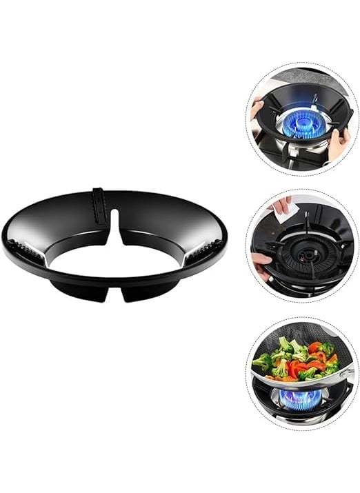 black sparrow black sparrow Heavy Quality Open Gas Saver Burner Stand Fire And Windproof Gas Saver Jali Ring Gas Saver Protecter FlameWind Shield Energy Saver Heat Diffuser For Cooktop Range Pack Of 2 Black  - Image 3