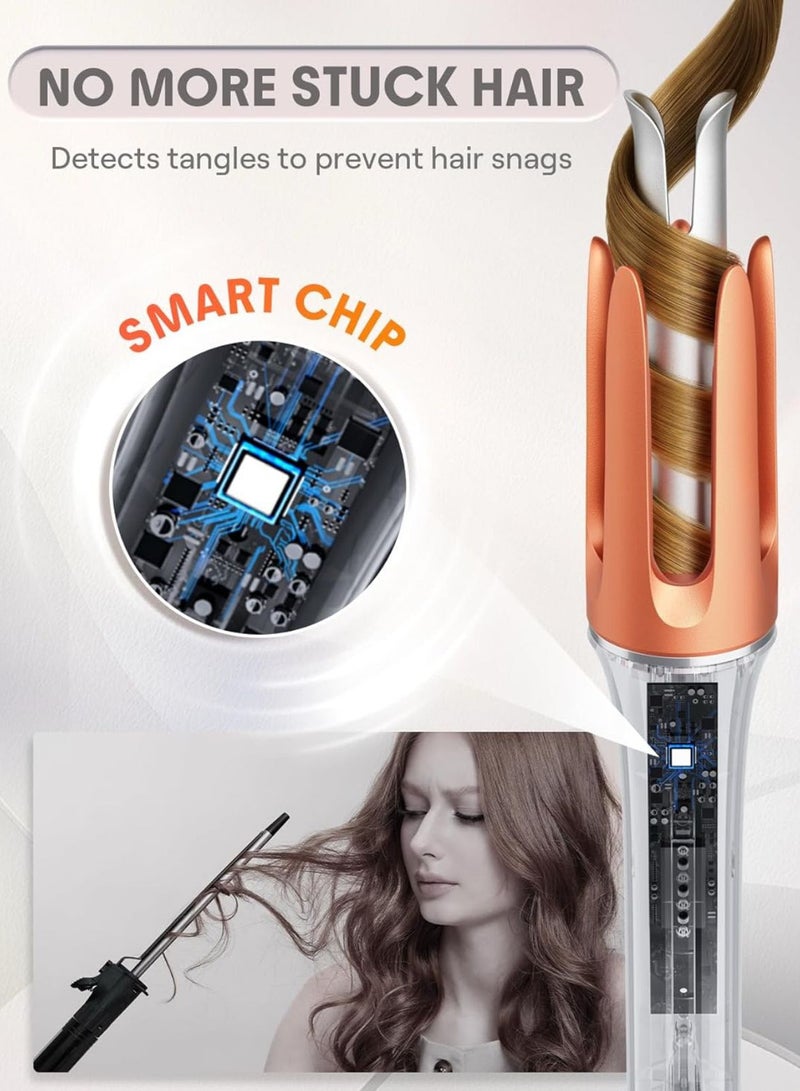 مكواة تجعيد الشعر الأوتوماتيكية 1 ¼ بوصة مع 3 درجات حرارة تسخين سريع، دوران في اتجاهين، إيقاف تشغيل تلقائي، مضادة للحروق، مضادة للتشابك، دوارة لتصفيف الشعر، المقاس: 25 مم - Image 4