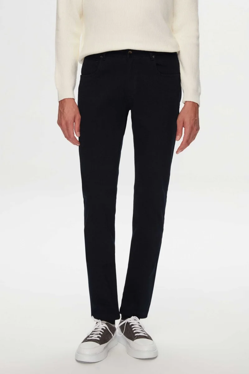 D'S DAMAT Ds Damat Slim Fit Navy Blue Gabardine Denim Trousers