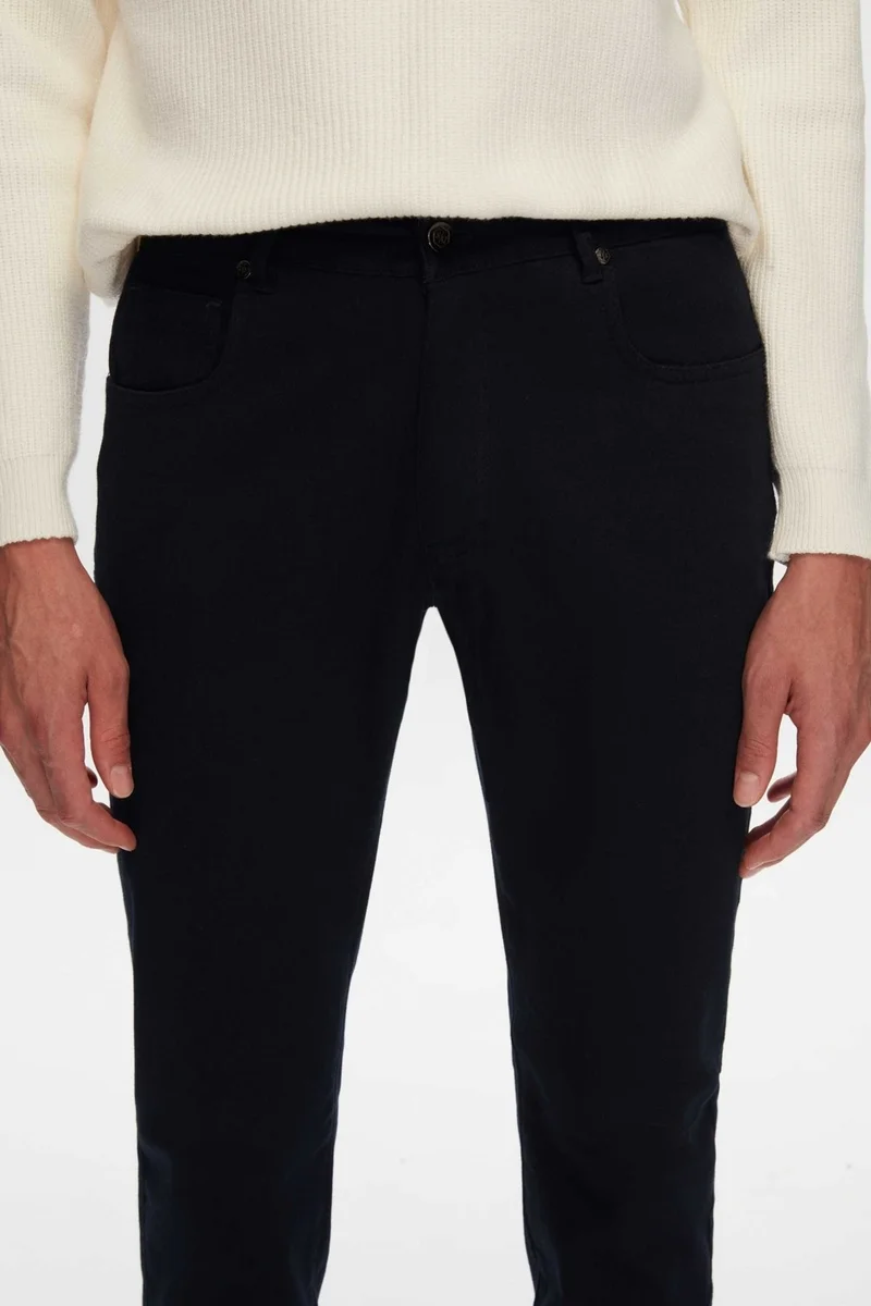 D'S DAMAT Ds Damat Slim Fit Navy Blue Gabardine Denim Trousers