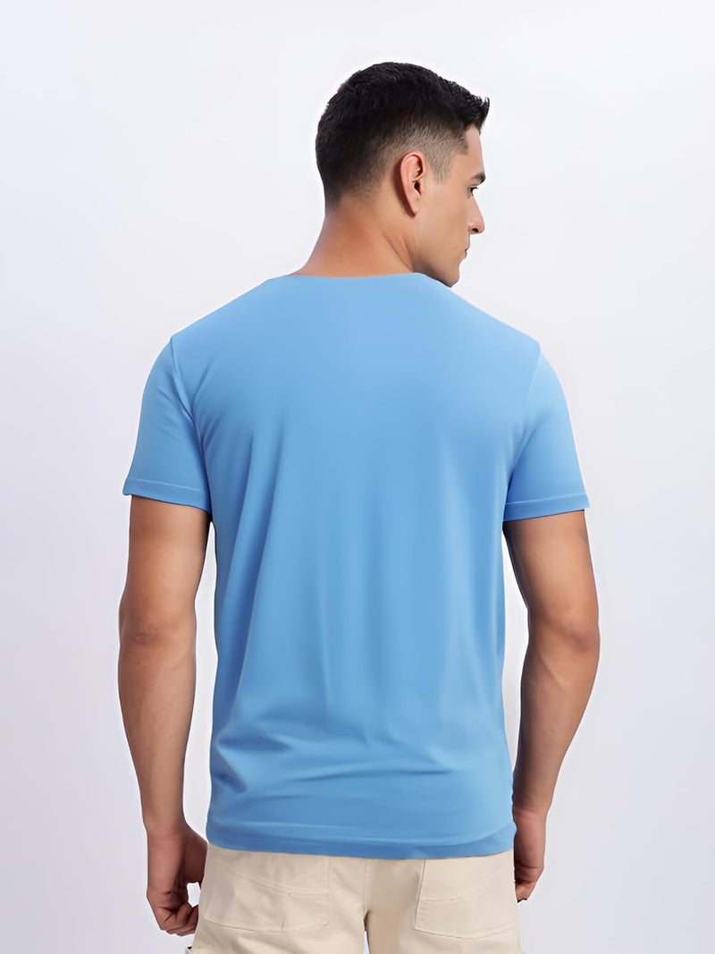 ADRO Men's Printed Sky Blue T-Shirt - Premium Lycra Cotton Regular Fit - Image 2