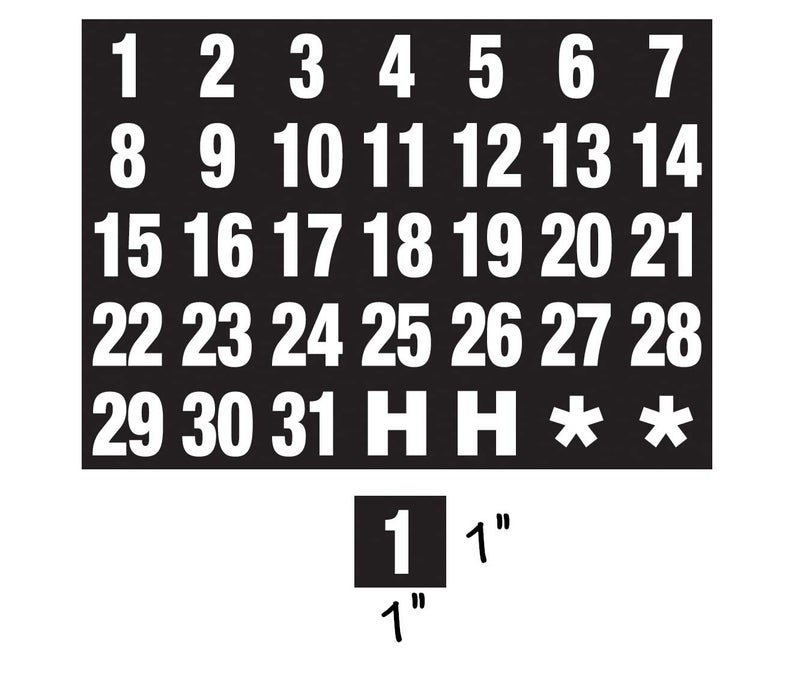 MV Magna Visual Magna Visual Calendar Dates 1" x 1" White on Black Magnets - Image 2