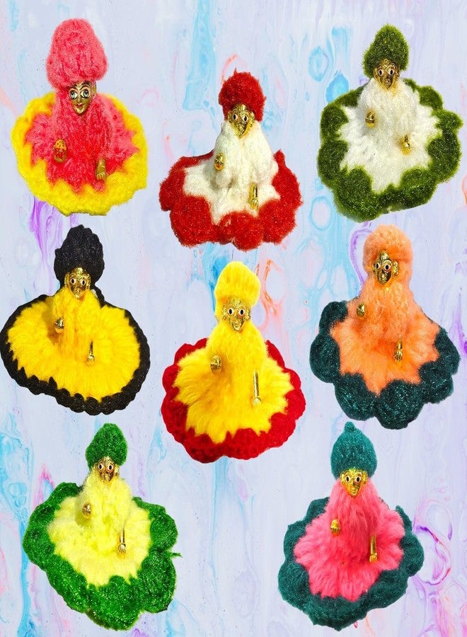 A & S VENTURES A&S VENTURES Laddu Gopal Woolen Dress Size 0-1 no Krishna Dress, Laddu Gopal Winter Dress Clothes Poshak Combo Set Mix Colour (Set of 8) Beautiful Winter Poshak with Cap - Image 1