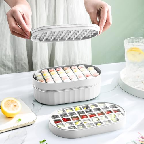 UMAI 2 Layer Ice Cube Trays with Storage Box & Ice Scoop | 72 Compartments | One Press Demolding | Ice Cubes for Whiskey Cocktails Mocktails Soft Drinks | BPA Free (White) - Image 1