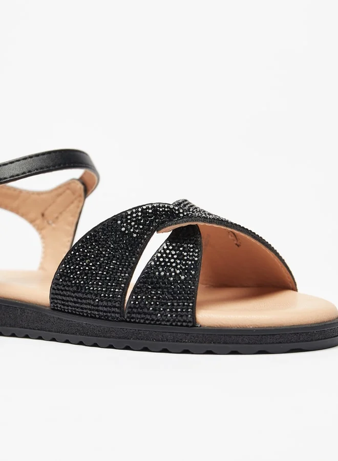 Celeste Girls' Embellished Sandal With Hook And Loop Closure