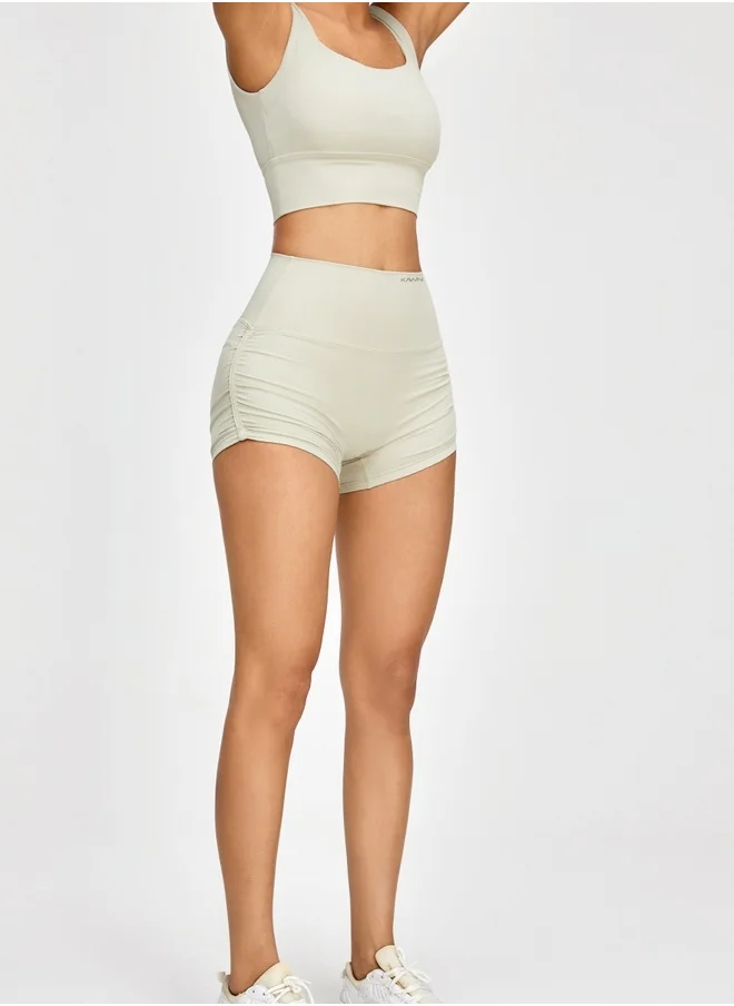 كون.يوغا Womens High Waist Side Scrunch Workout Sport Yoga Shorts