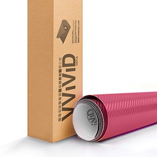 VVIVID XPO لفة فينيل لتغليف السيارات من ألياف الكربون الوردية 5 أقدام × 1 قدم بتقنية تحرير الهواء