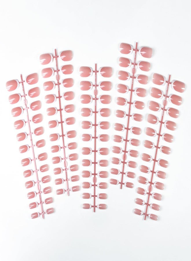 IKISKT 120Pcs 5 Pack Pink Acrylic Fake Nails Press on Full Cover IKISKT Classic French Color Short False Nail Art Kits Sets Great Christmas Gift for Women Kids Children Young Girls - Image 2