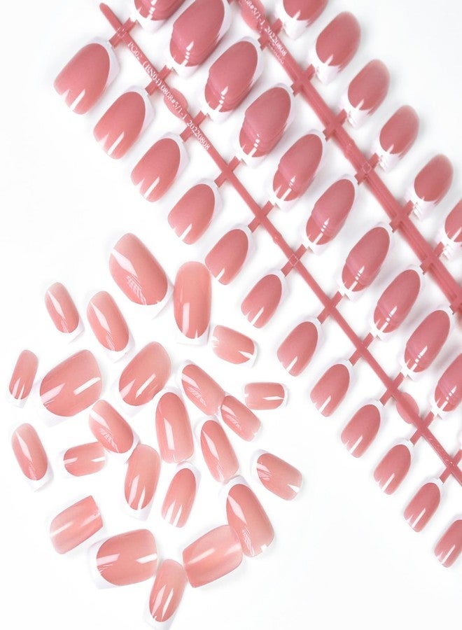 IKISKT 120Pcs 5 Pack Pink Acrylic Fake Nails Press on Full Cover IKISKT Classic French Color Short False Nail Art Kits Sets Great Christmas Gift for Women Kids Children Young Girls - Image 3